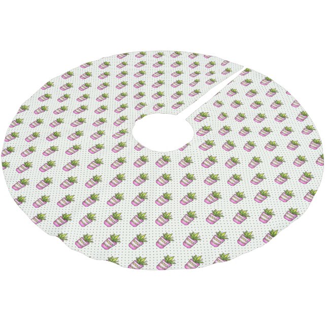 Sukkuläres Polka-Dot-Muster Polyester Weihnachtsbaumdecke (Schrägansicht)