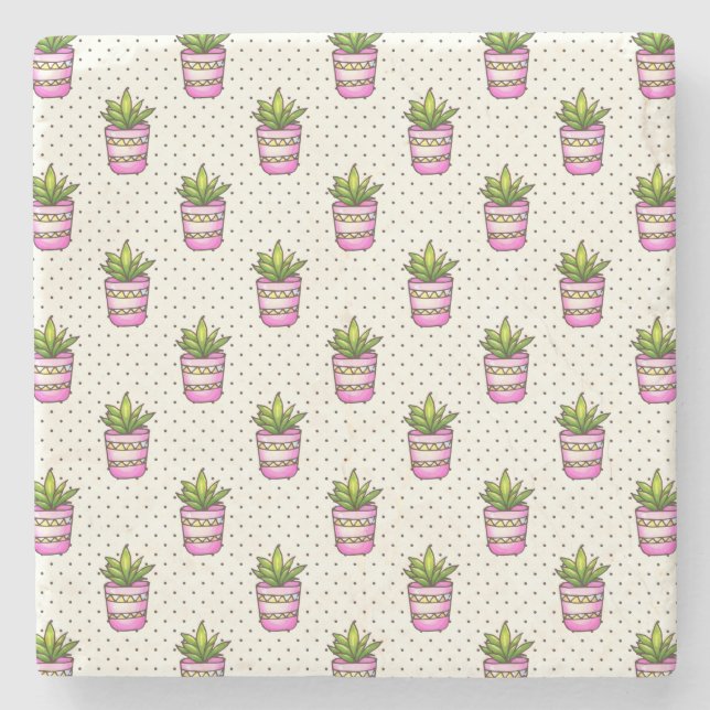 Sukkuläres Polka-Dot-Muster Steinuntersetzer (Vorderseite)