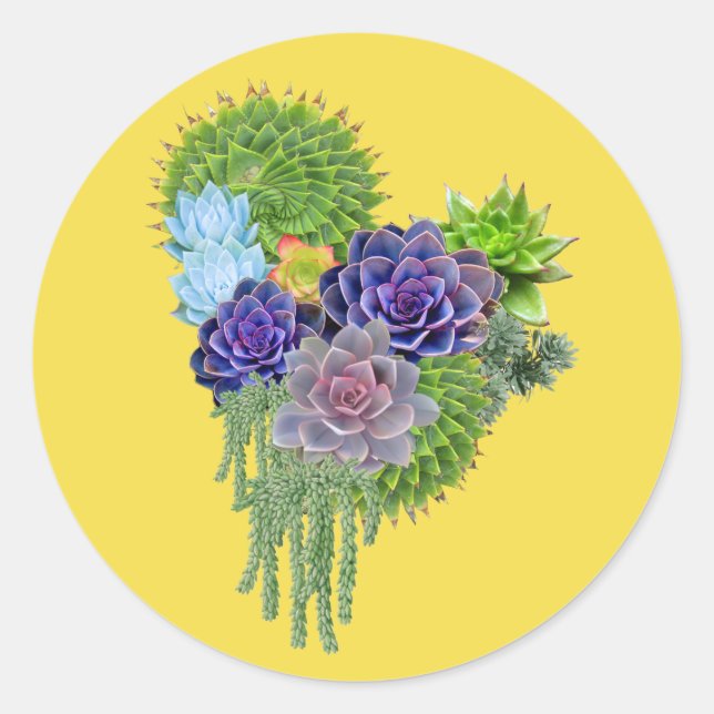 Sukkulent-Hochzeit-Bouquet Runder Aufkleber (Vorderseite)
