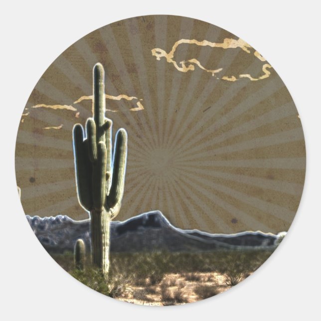 Sukkulent Saguaro Cactus Runder Aufkleber (Vorderseite)