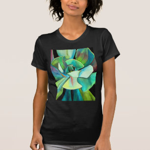 Sukkulente blaue und grüne Wüstenkunst T-Shirt