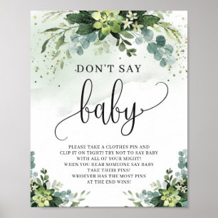 Sukkulente Blume Eukalyptus sagen kein Babyzeichen Poster