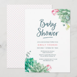 Sukkulente Blumensträuße Girl Baby Dusche Einladun Einladung