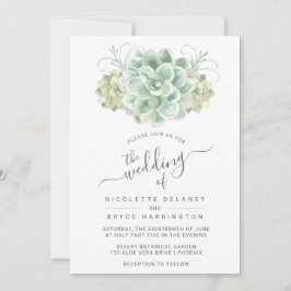 Sukkulente Botanische Grüne Bouquet Hochzeit Einladung