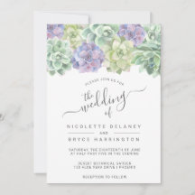 Sukkulente botanische Grüne Lila Hochzeit