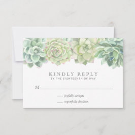 Sukkulente Botanische Grüne Wasserfarbenhochzeit RSVP Karte
