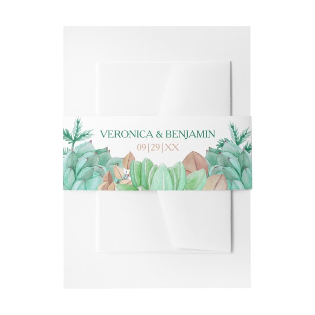 Sukkulente Bouquet Botanische Blumenhochzeit Einladungsbanderole (Vorderseite Beispiel)