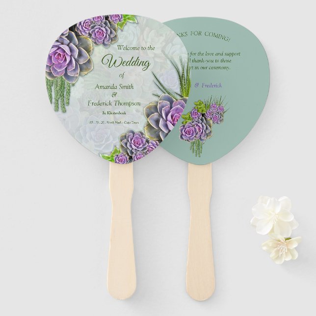 Sukkulente Bouquets für eine Gartenhochzeit Fächer (Vorne und Hinten)