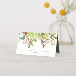 Sukkulente Cactus Floral Red Watercolor Wedding Platzkarte