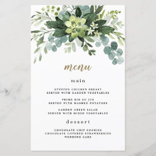 Sukkulente Eukalyptus Greenerity Wedding Menu Card