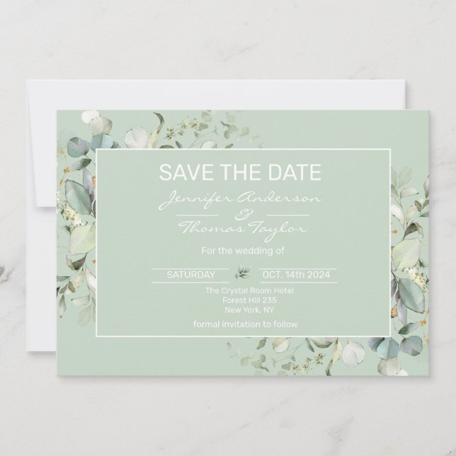 Sukkulente Farbe, Eleganter Minimalismus Save the  Save The Date (Vorderseite)