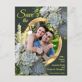 Sukkulente Farben blasser Blues Save the Date Ankündigungspostkarte