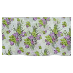 Sukkulente Farben von Sea Green & Lavender Töne Kissenbezug