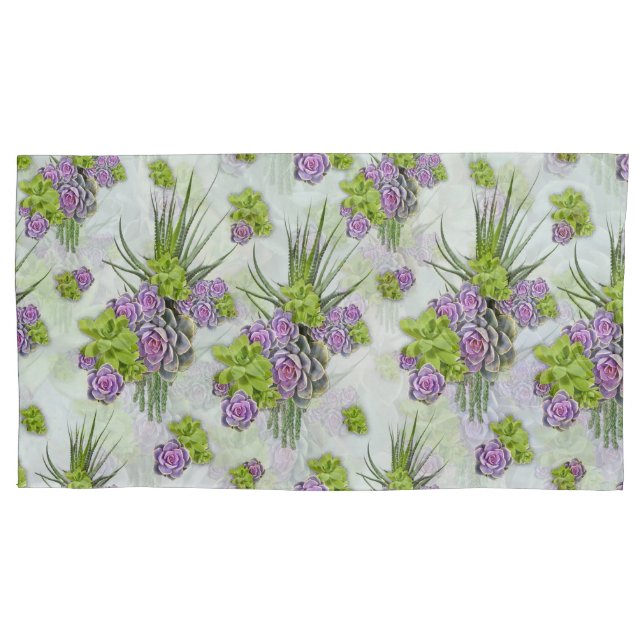 Sukkulente Farben von Sea Green & Lavender Töne Kissenbezug (Vorderseite-Links)