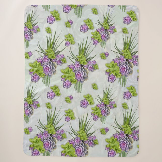 Sukkulente Farben von Sea Green & Lavender Töne Sherpadecke (Vorderseite)