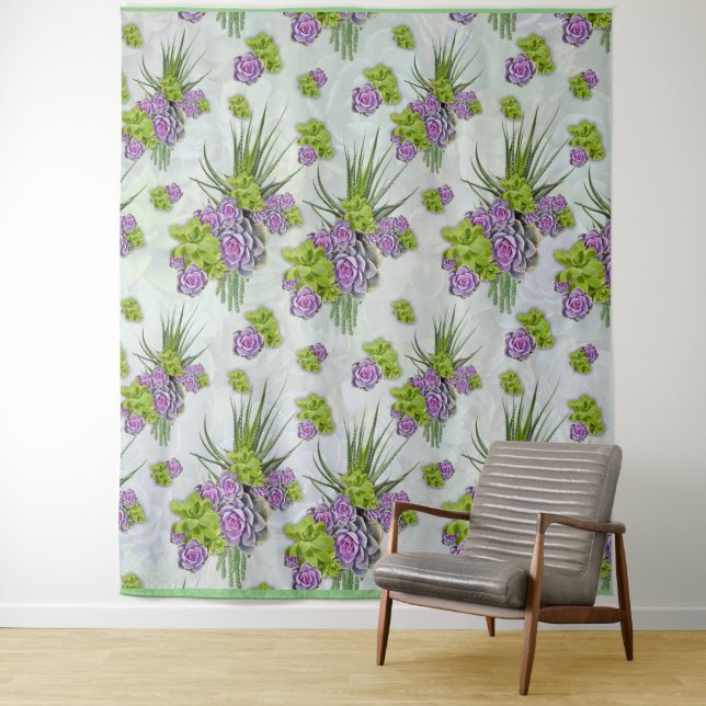 Sukkulente Farben von Sea Green & Lavender Töne Wandteppich (Beispiel)
