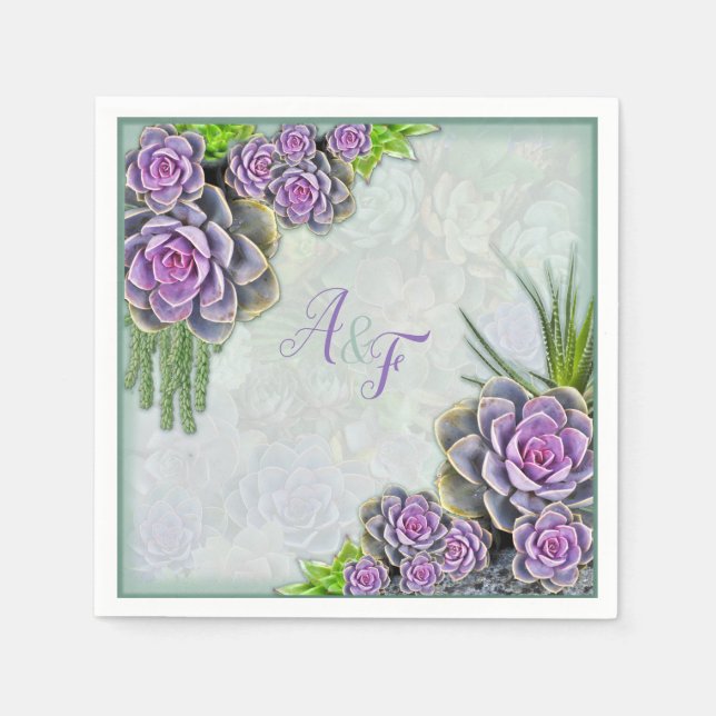 Sukkulente Farben von Sea Green, Violet Napkins Serviette (Vorderseite)