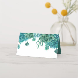 Sukkulente Hochzeit. Aquarellblauer Kaktus. Kakti Platzkarte