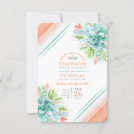 Sukkulente Hochzeitsgrün Orange UAWG RSVP Karte
