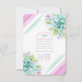 Sukkulente Hochzeitsgrün, rosa UAWG RSVP Karte
