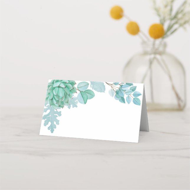 Sukkulente Hochzeitssitzkarte. Cactus Guest card. Platzkarte (Vorderseite)