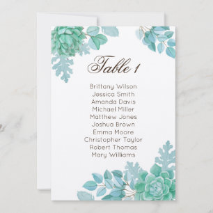 Sukkulente Hochzeitssitzkarte. Rustikaler Kakteen Einladung