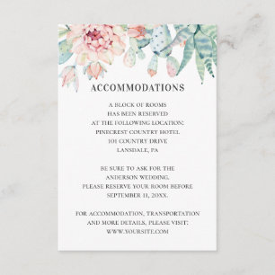 Sukkulente Hochzeitsunterkünfte. Angaben zur Kaktu Begleitkarte