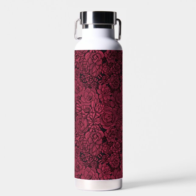 Sukkulente in Viva Magenta - Farbe des Jahres Trinkflasche (Vorne)