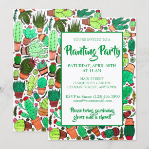 Sukkulente Kakteen Pflanze Cacti Garden Party Einladung