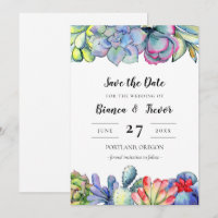 Sukkulente Kaktus-Aquarell Save the date