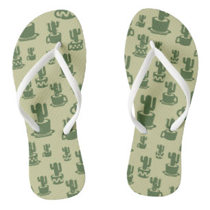 Sukkulente-Kaktussilhouette in Tassen und Töpfen Flip Flops