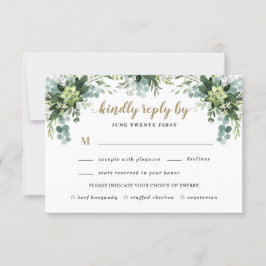 Sukkulente Mahlzeit Wahl Eukalyptus Grüne Hochzeit RSVP Karte