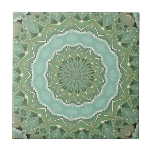 Sukkulente Mandala Fliese (Vorderseite)