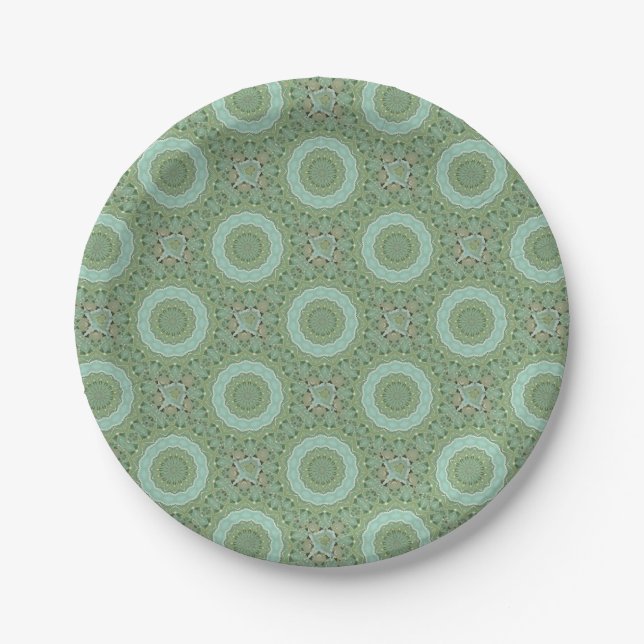 Sukkulente Mandala Pappteller (Vorderseite)