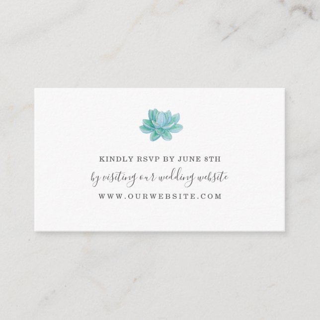 Sukkulente monogramm Hochzeit RSVP online Begleitkarte (Vorderseite)