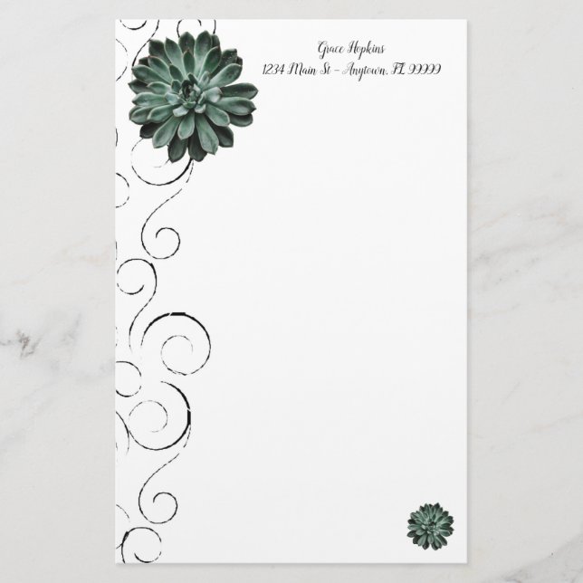 Sukkulente Pflanze Personalisiert Stationery Briefpapier (Vorderseite)