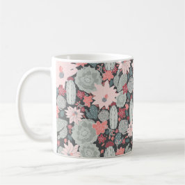 Sukkulente Pflanze und Kakteen im rosa Minzmuster Kaffeetasse