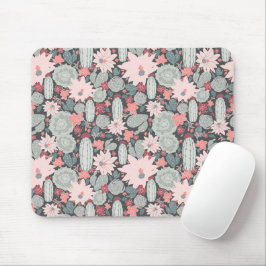 Sukkulente Pflanze und Kakteen im rosa Minzmuster Mousepad