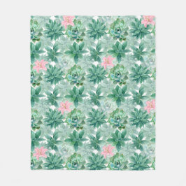 Sukkulente rosa Lilie botanisches Blumenmuster Fleecedecke