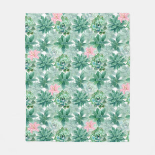 Sukkulente rosa Lilie botanisches Blumenmuster Fleecedecke