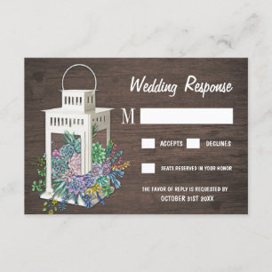 Sukkulente Rustikale Holzlattern Hochzeitskarten RSVP Karte