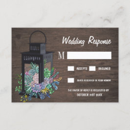 Sukkulente Rustikale Holzlattern Hochzeitskarten RSVP Karte