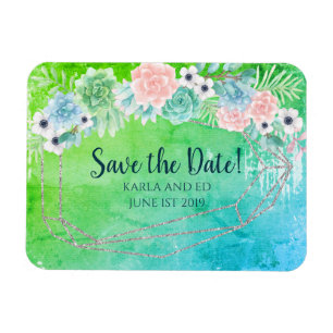 Sukkulente Save the Date geometrisch Magnet