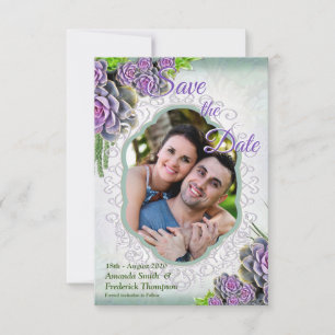 Sukkulente Schattierungen von Meeresgrün, Violett  Save The Date