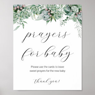 Sukkulente und Eukalyptus-Grünpflanzen für Baby Poster