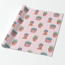 Sukkulente und Kakteen auf rosa Hintergrund Gesche Geschenkpapier