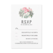 Sukkulente und rosa Florale Hochzeitskarten