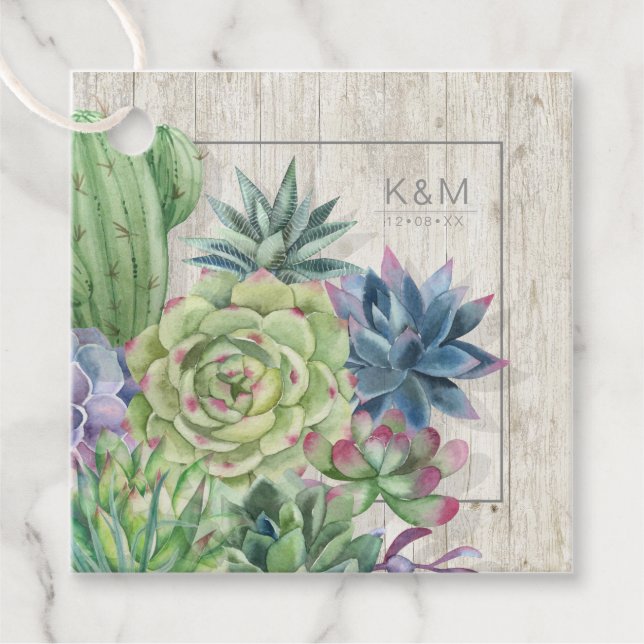 Sukkulente und rustikale Hochzeitssaison ID515 Geschenkanhänger (Vorderseite)