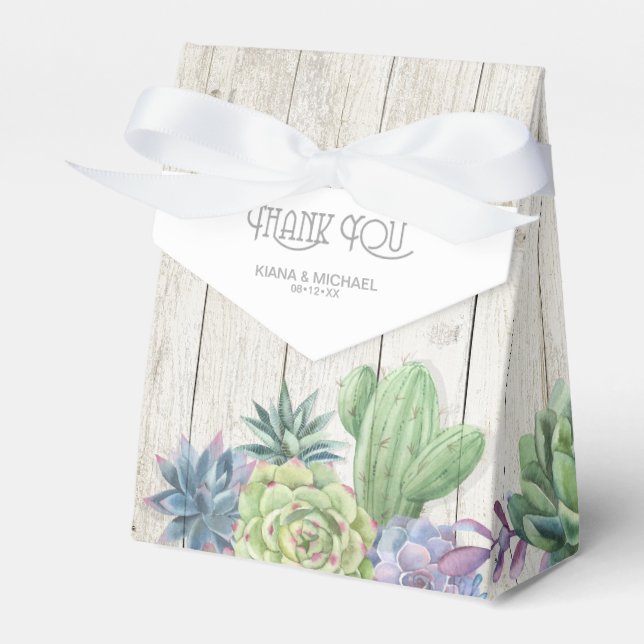 Sukkulente und rustikale Holzhochzeit ID515 Geschenkschachtel (Vorderseite)