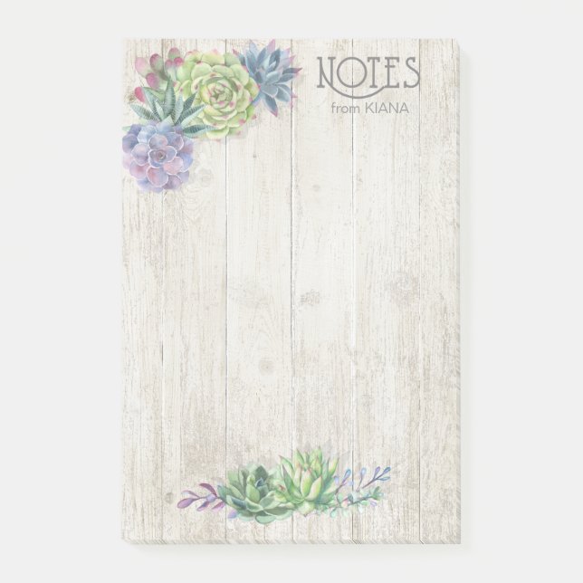 Sukkulente und rustikale Holzhochzeit ID515 Post-it Klebezettel (Vorderseite)